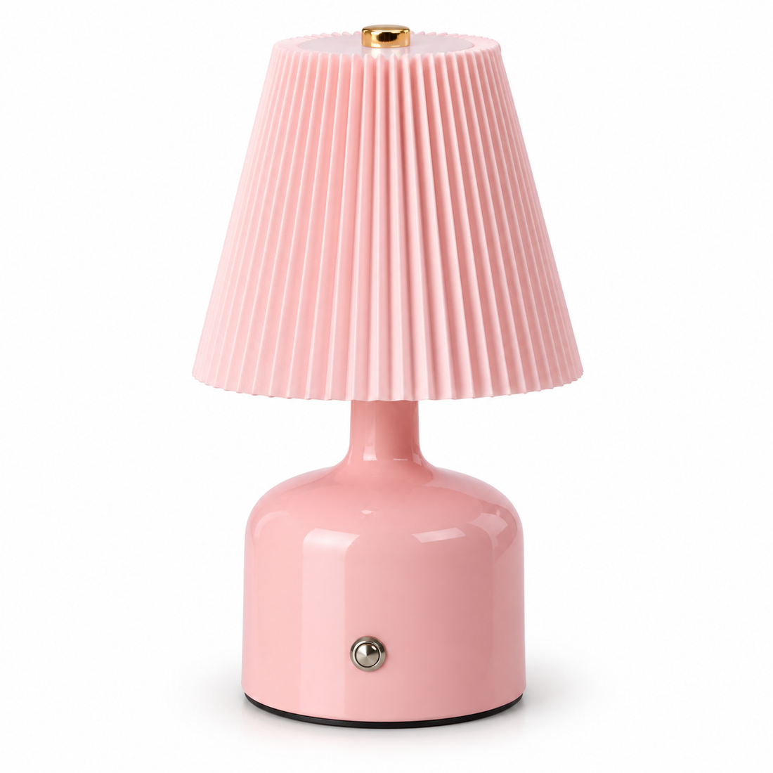 Contemporary Nordic USB Rechargeable Ceramic LED Table Lamp with Pleated Fabric Shade