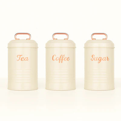 Vintage Metal Canister Set - Cream