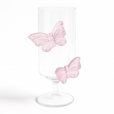Pink Bow Flutter Glass