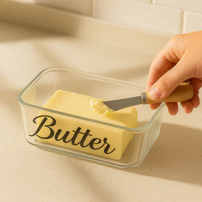 Premium Glass Butter Keeper with Knife