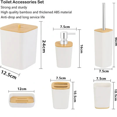 Premium Quality 6Pcs Bathroom Set - White