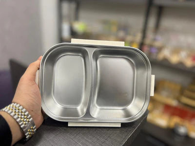 2-Compartment Bento Lunch Box with Spoon & Fork