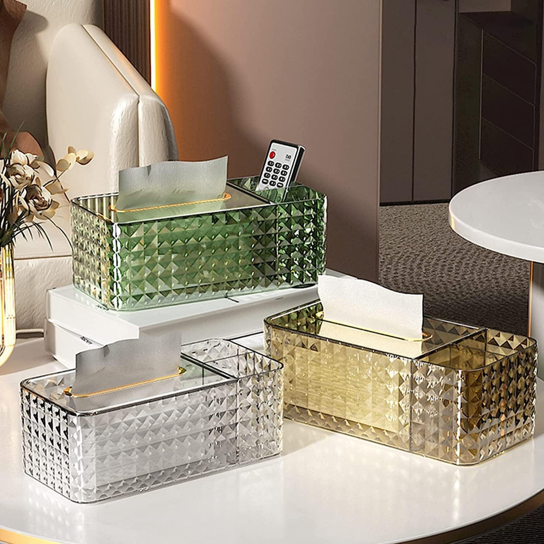 Luxury Multi-Color Crystal Tissue Box – Elegant Crystal Paper Towel Holder for Living Room Decor & Home Organization