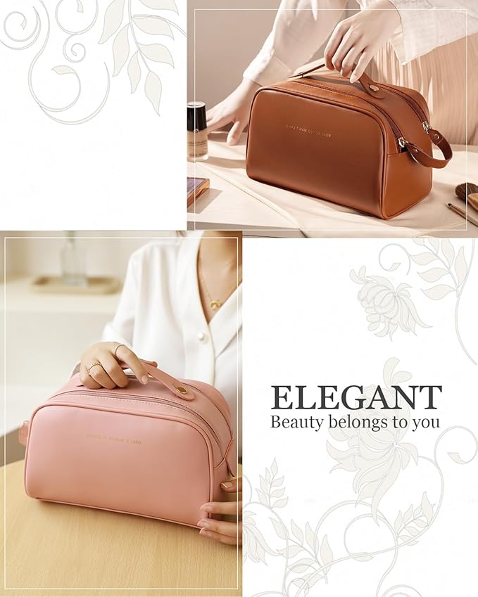 Luxury Cosmetic Leather Pouch – Travel Makeup Organizer (Random color)