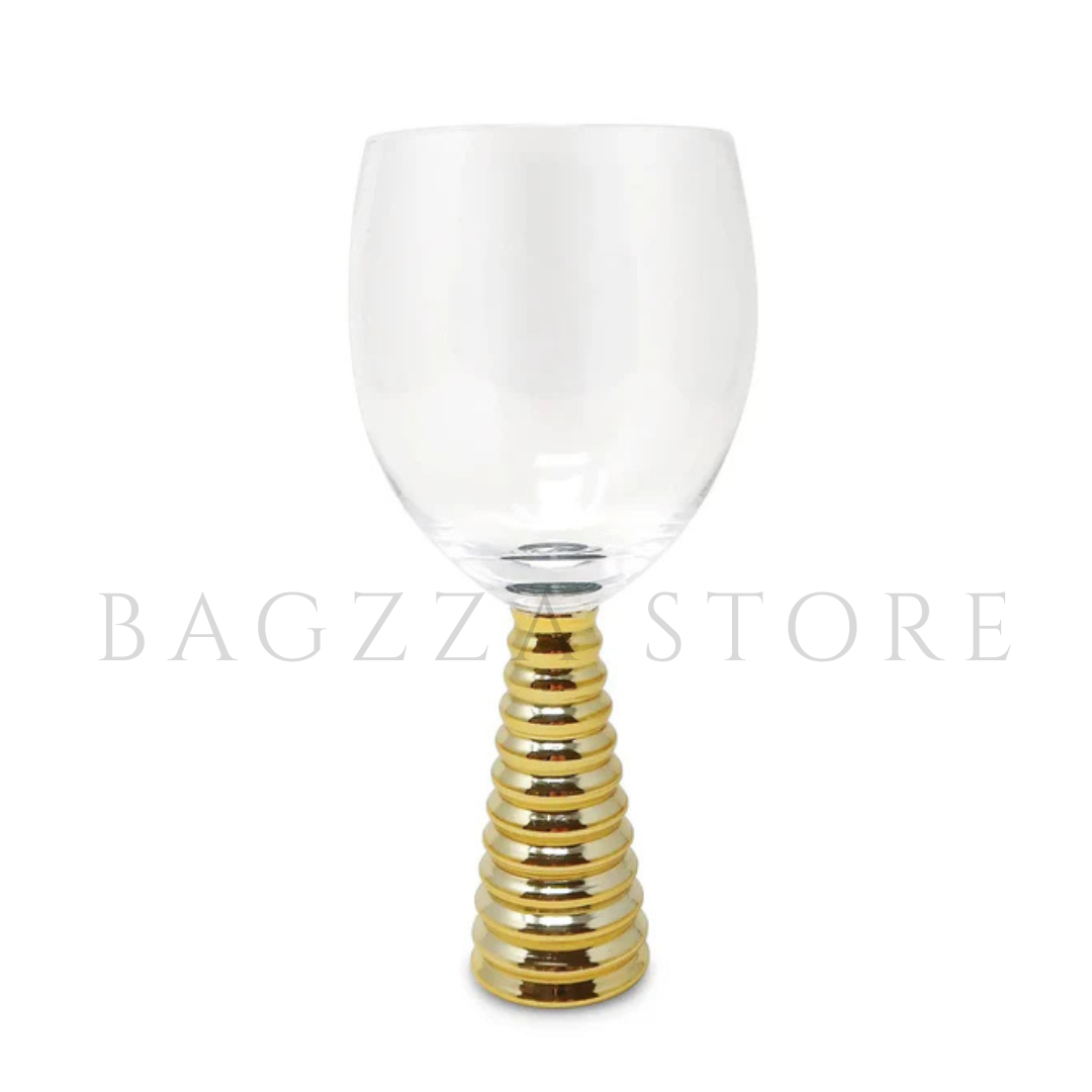 Elegant Spiral Red Wine Goblets with Gold Base - 6PC 230g | 350ml – A Symphony of Style and Function