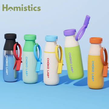Chako Lab MilkMate 520ML Ceramic-Coated Tumbler in Glow Peach with dual lids on white background
