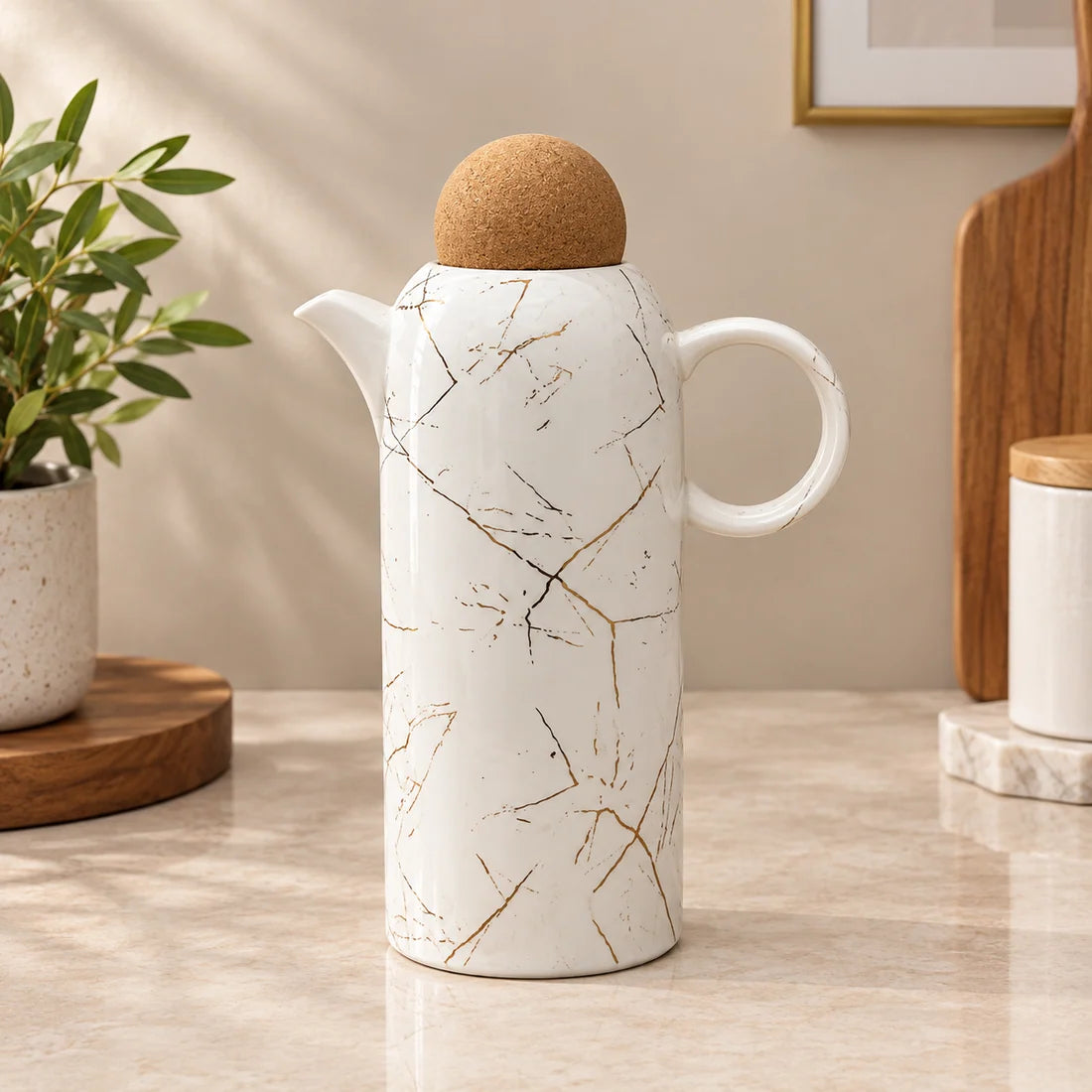 Marble Design Ceramic Oil Jug with Cork Lid