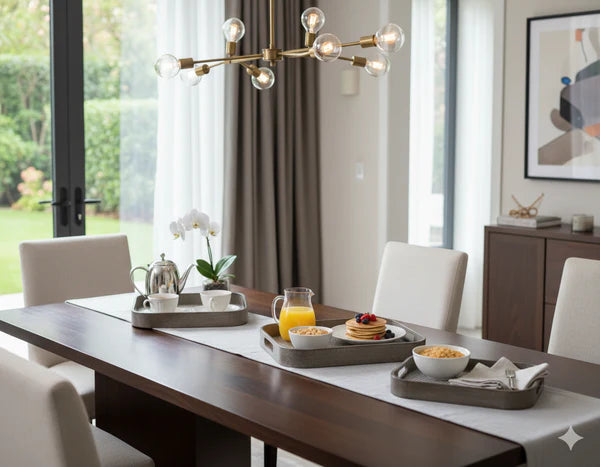 Wooden Serving Tray With Jute Matting