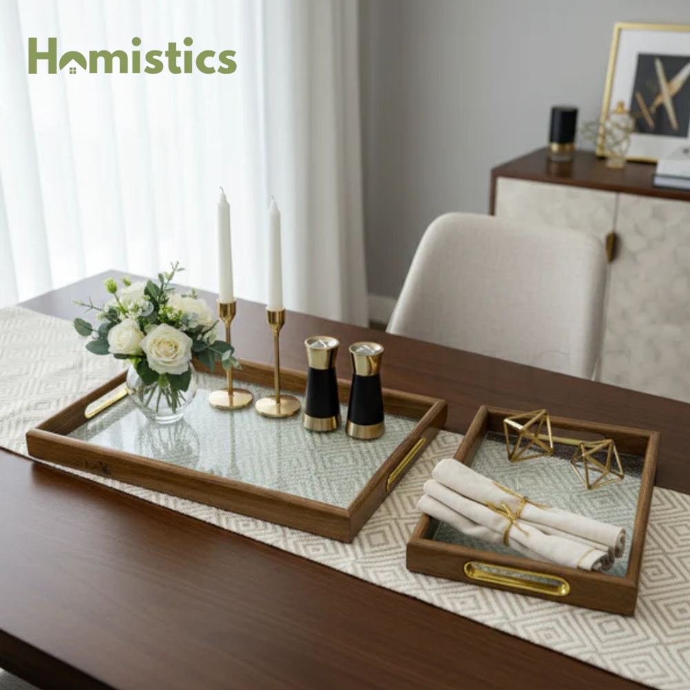 3-Piece Transparent-Look Serving Tray Set