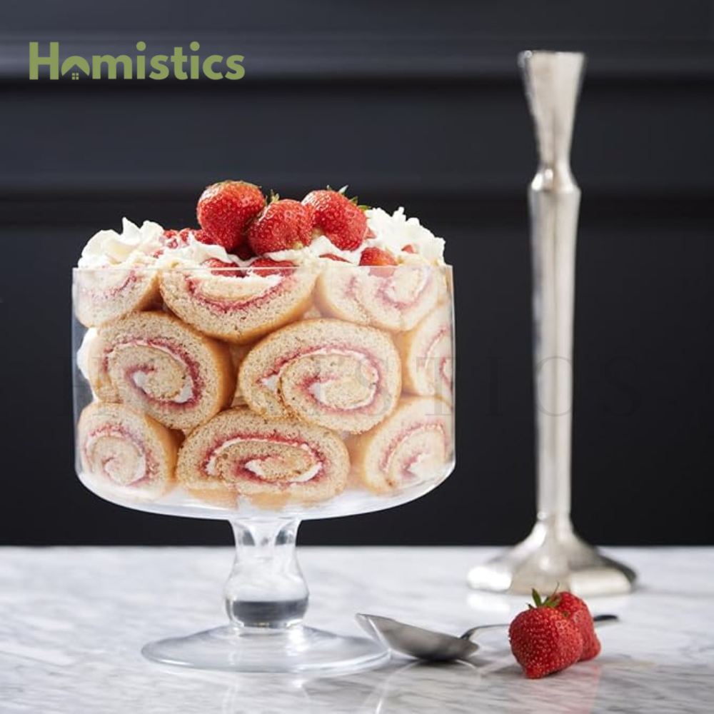 3 Litres Premium Glass Trifle Bowl -Elegant Dessert & Serving Bowl