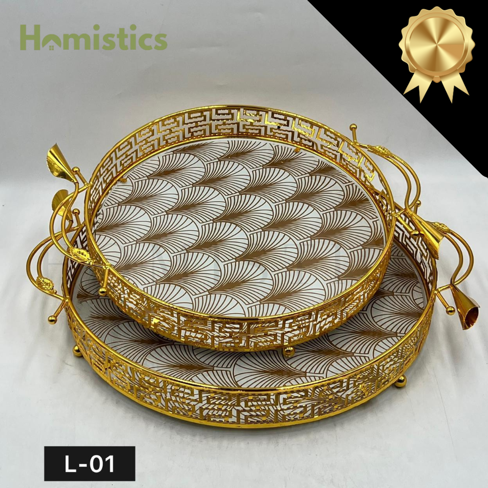Luxury 2 PCS Round Tray Set