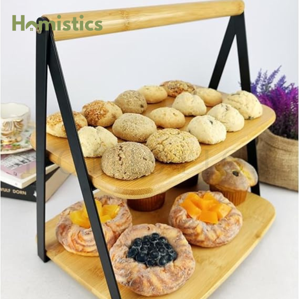 Premium 2-Tier Bamboo Storage Rack – Kitchen & Countertop Organizer