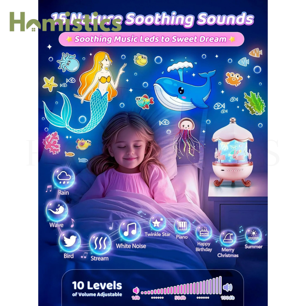 Carousel Night Light for Kids, 10 Music+15 Films+315 Colors Star Projector for Kids Night Light Projector,360°+Remote+1200mah Star Lights for Ceiling, Princess Toys Unicorn Toys for Girls Room Decor