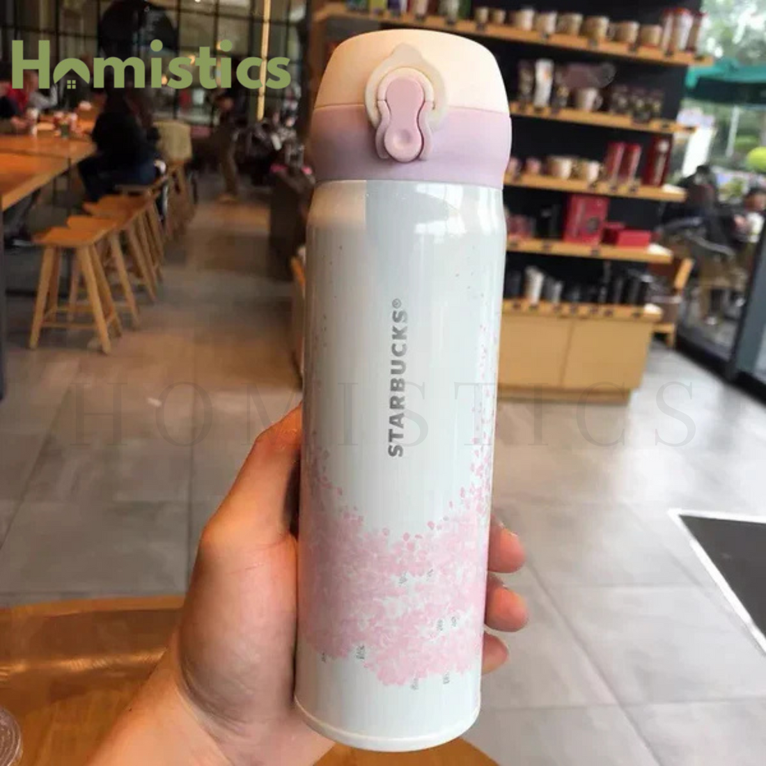 STARBUCKS  Insulated Tumbler-White & Pink-450ml