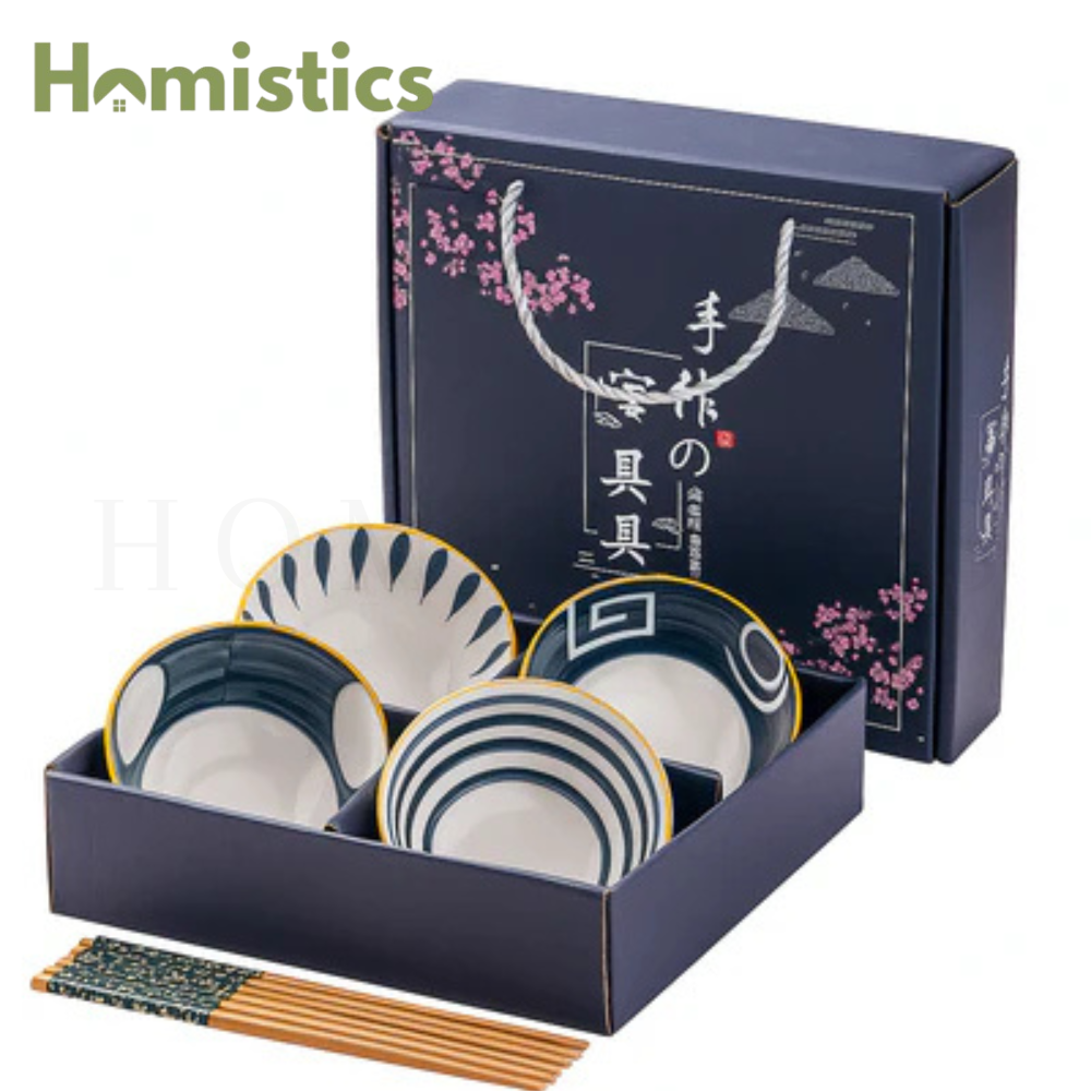 Japanese Ceramic Printed Bowls - Set of 4