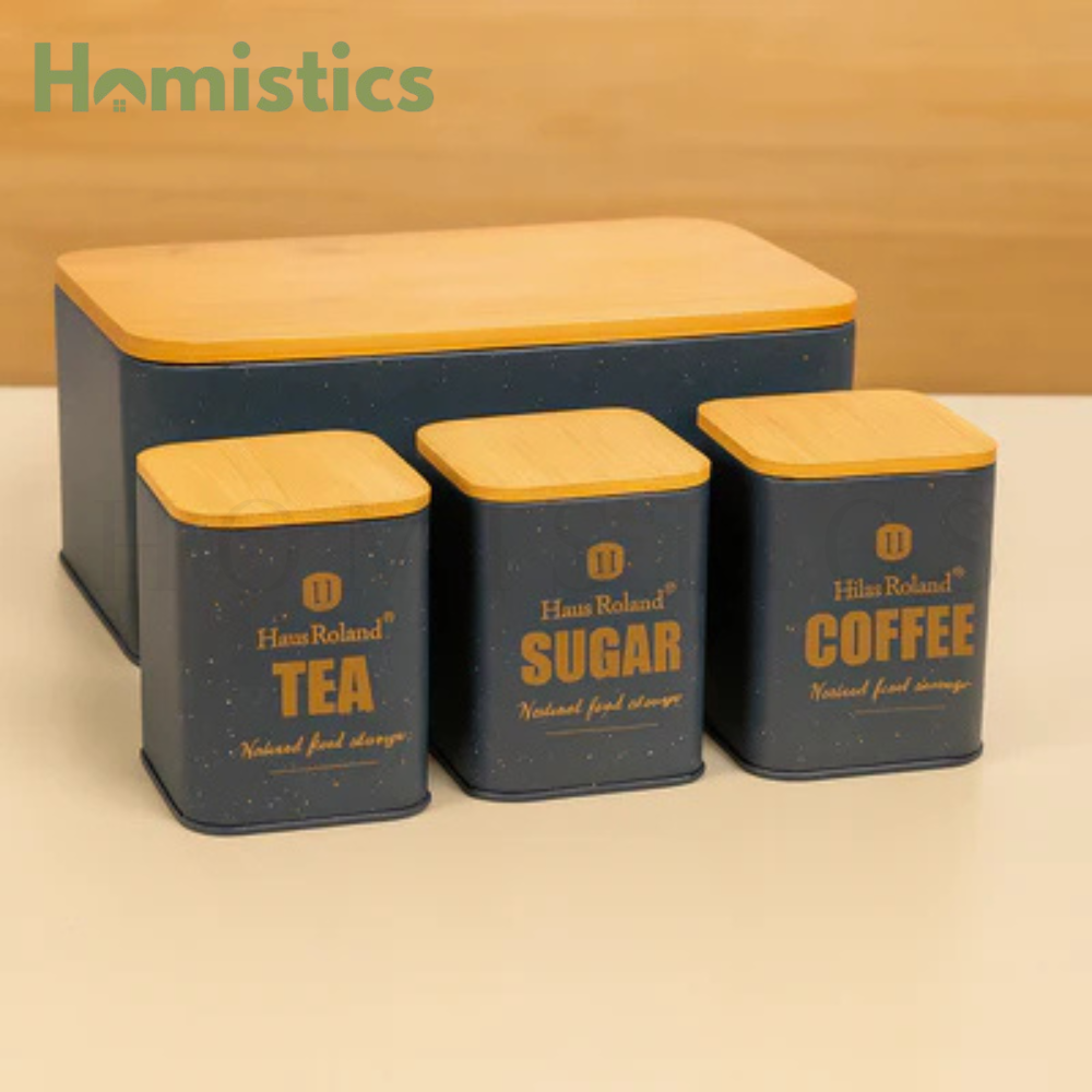 HausRoland Deluxe Bread Bin & Canister Combo Set - Grey