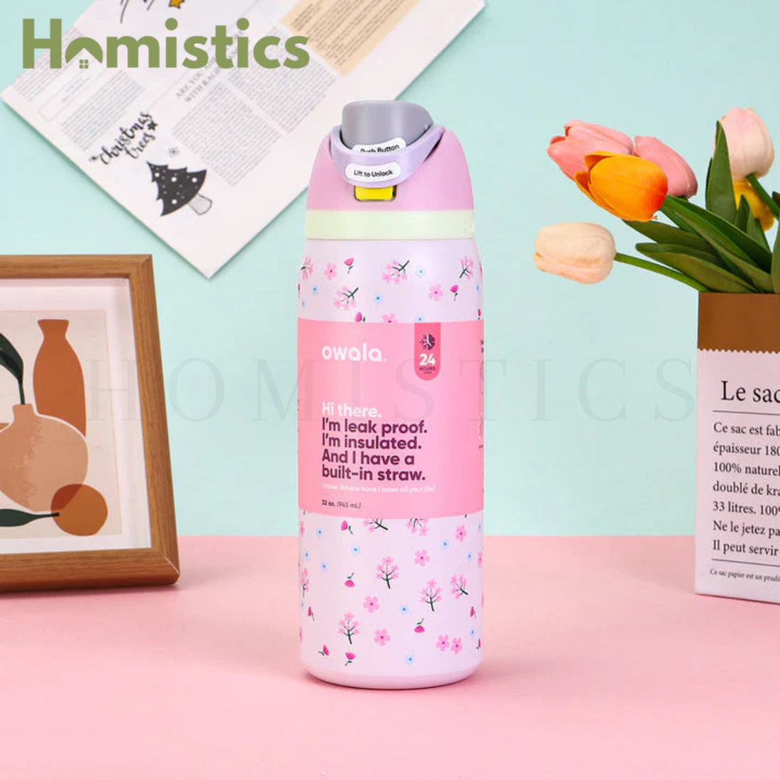 Owala FreeSip® Water Bottle - 32oz | Pink Blossom
