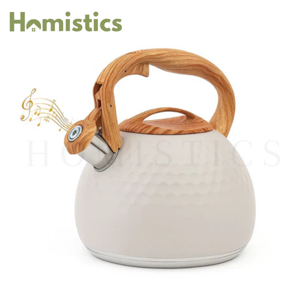 HausRoland White Textured Whistling Kettle
