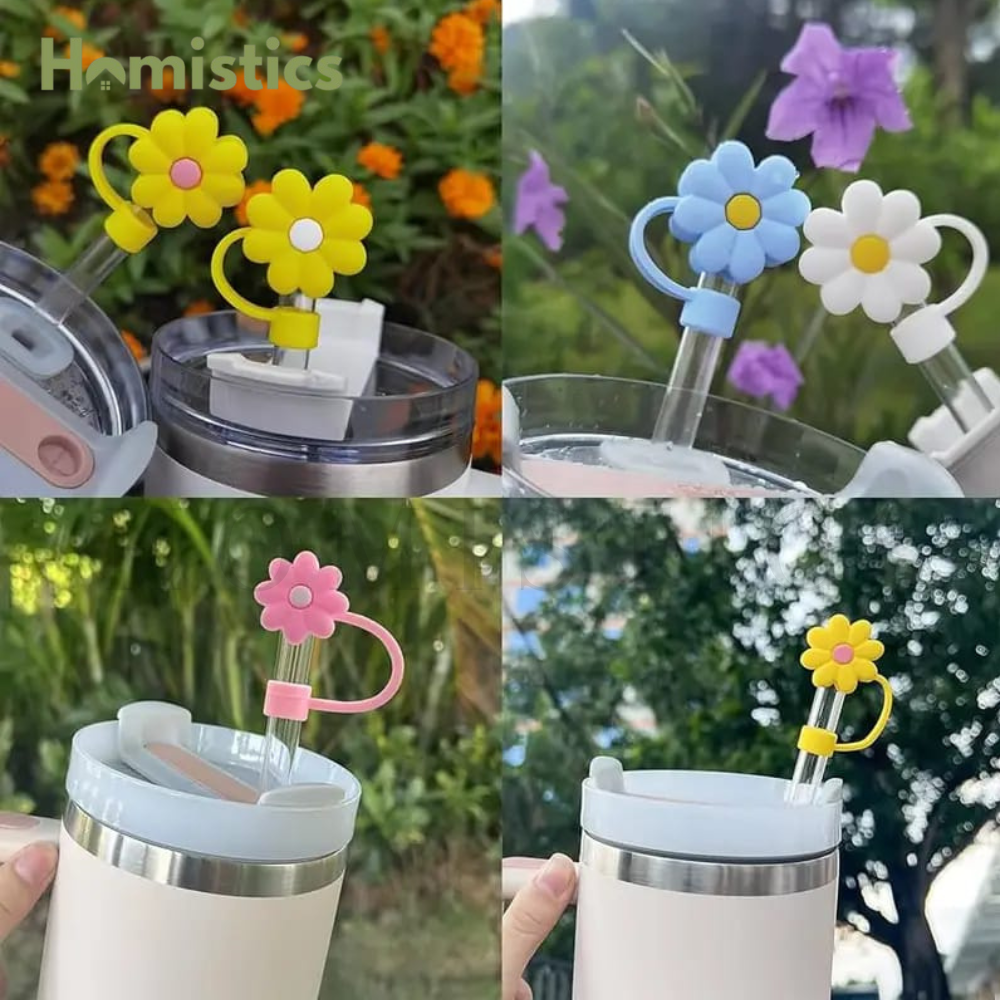 Pack of 4 Daisy Straw Cover Cap for Stanley Cup