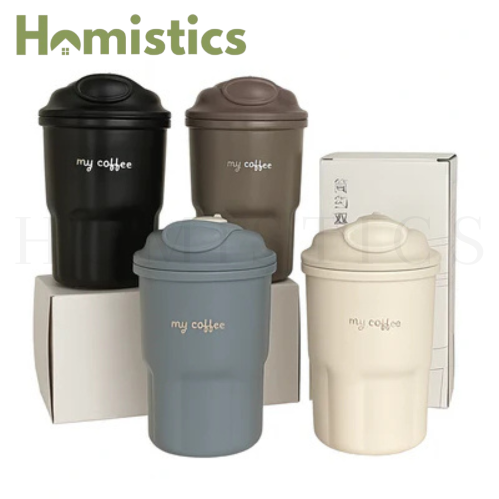 600ml Cute Korean Coffee Cup Thermos With Straw
