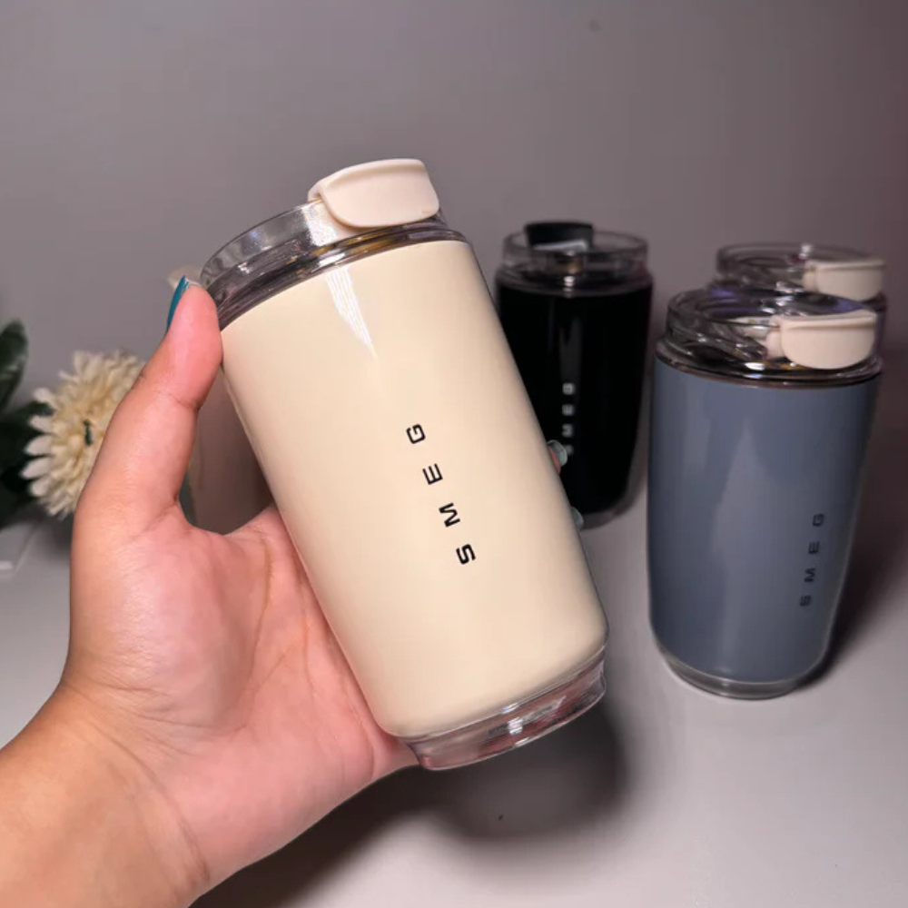 SMEG Stainless Steel Travel Coffee Mug | Cream