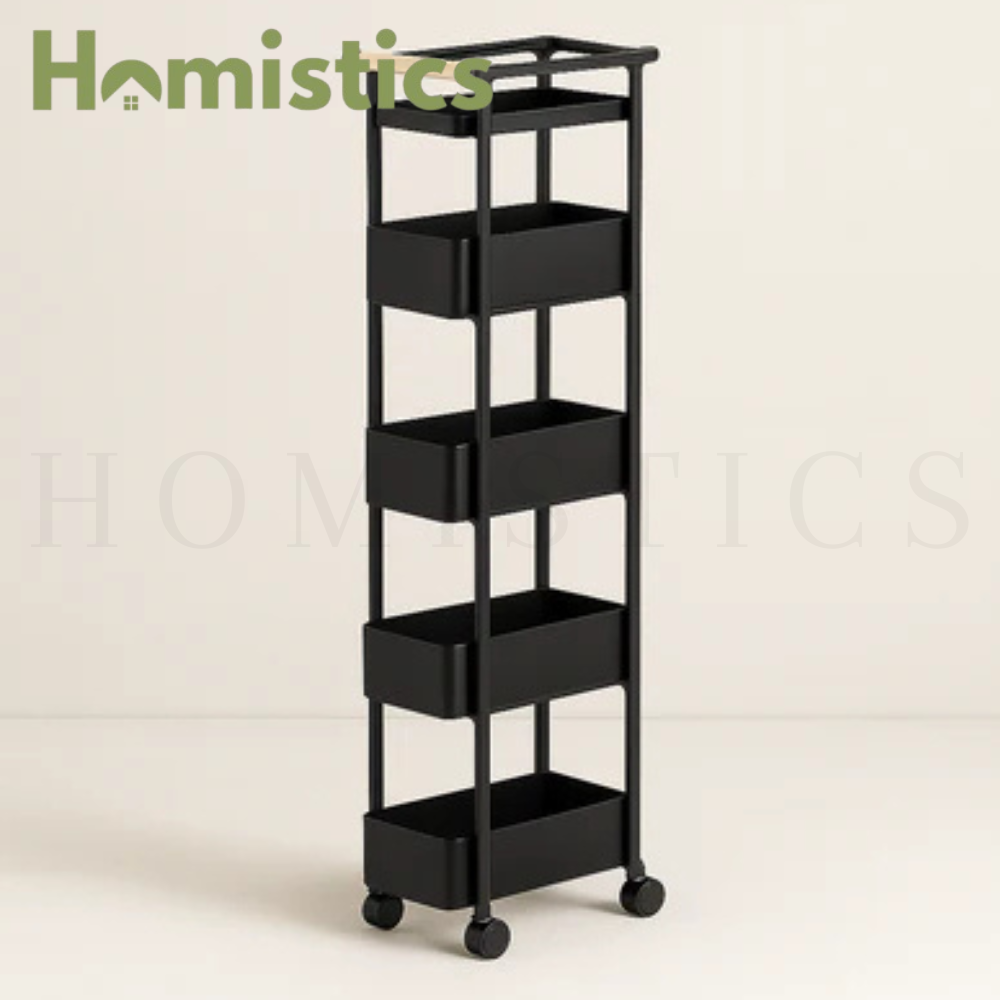 Binca 5 Tier Utility Trolley - Black
