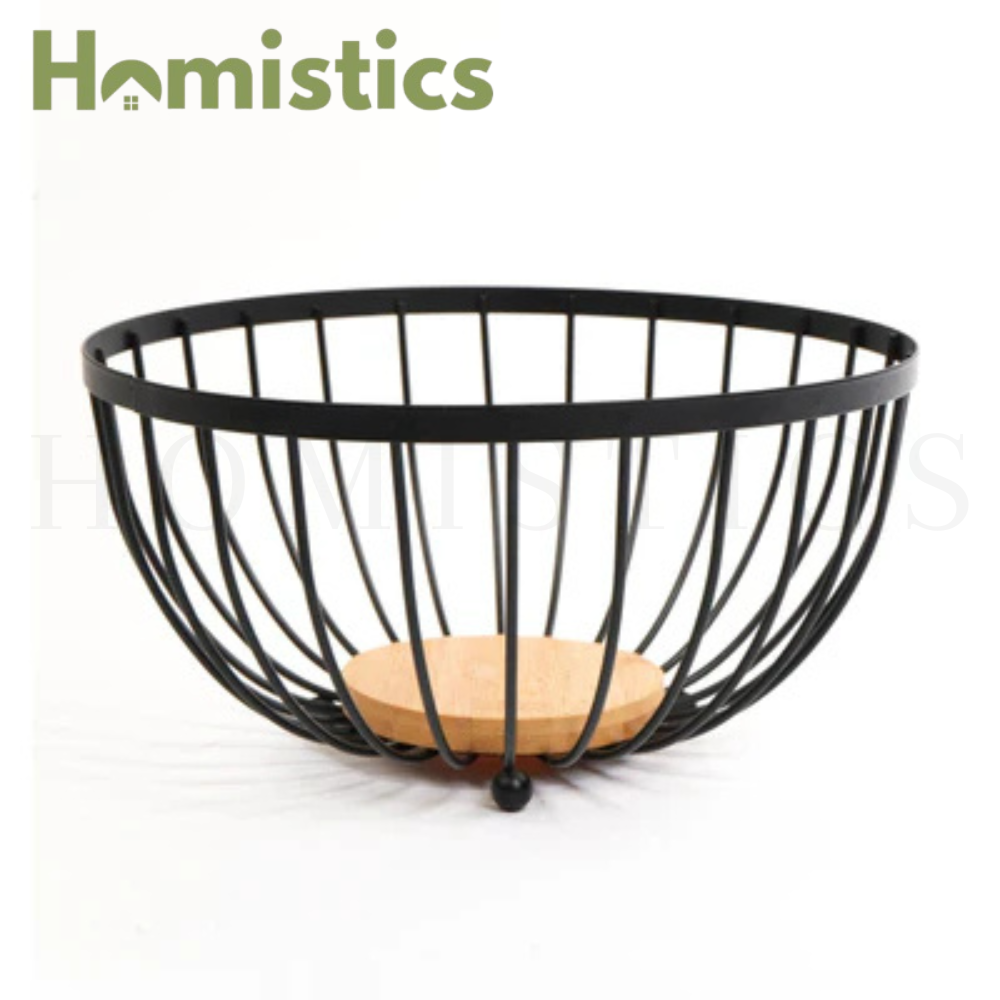 Metallic & Oak Fruit Basket