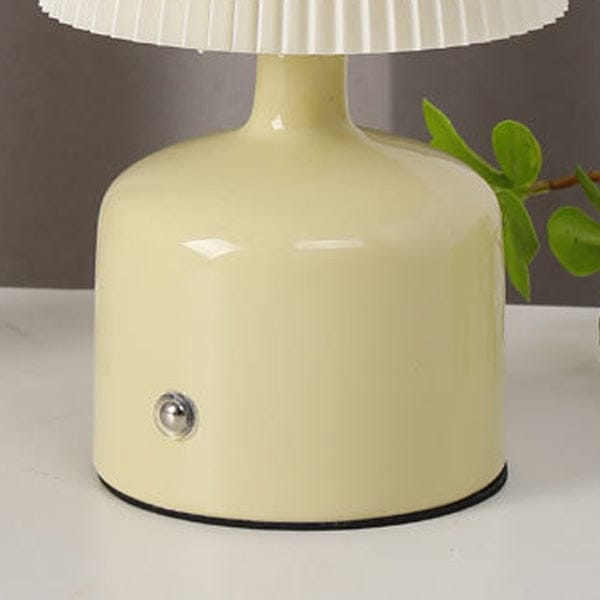 Contemporary Nordic USB Rechargeable Ceramic LED Table Lamp with Pleated Fabric Shade