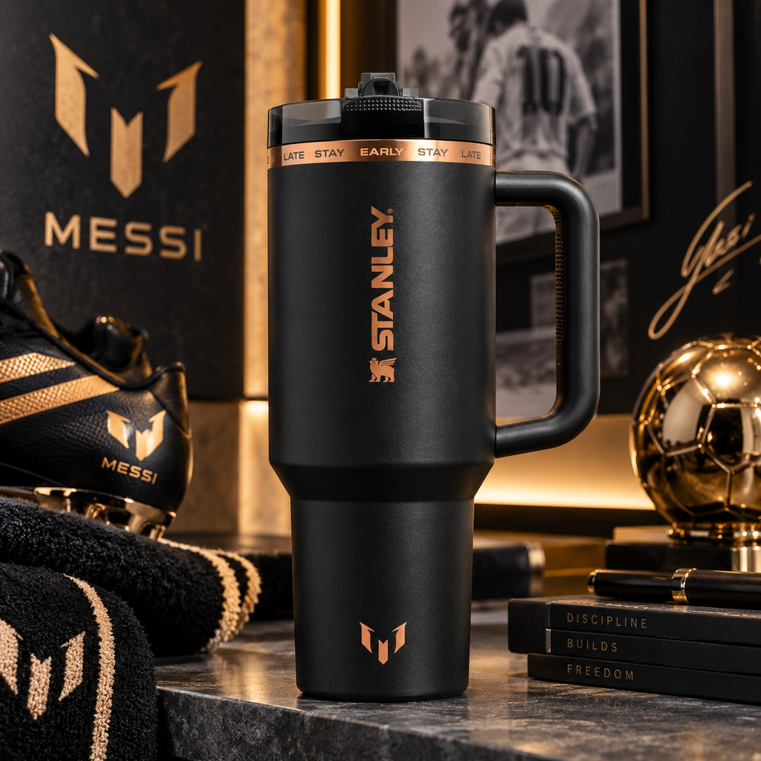 The Messi x Stanley Quencher ProTour Flip Straw Tumbler | 40 OZ – GOAT Black
