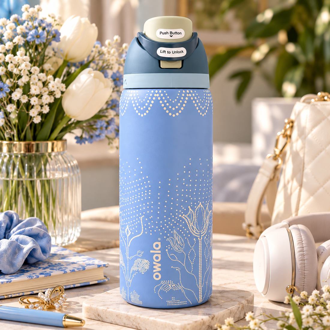 Owala FreeSip 32oz – Studded Garden