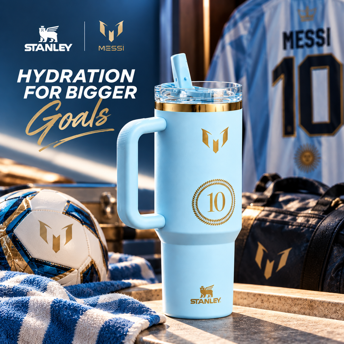 The Messi x Stanley Quencher ProTour Flip Straw Tumbler | 40 OZ – Messi Striker Blue