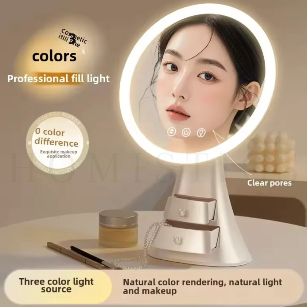 LED Makeup Mirror with Drawer Stand – Touch LED Vanity Organizer