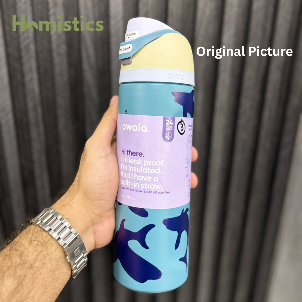 Owala FreeSip 24oz Fin Frenzy water bottle front view Pakistan