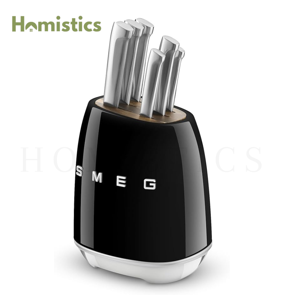 SMEG 7-piece knife block set black