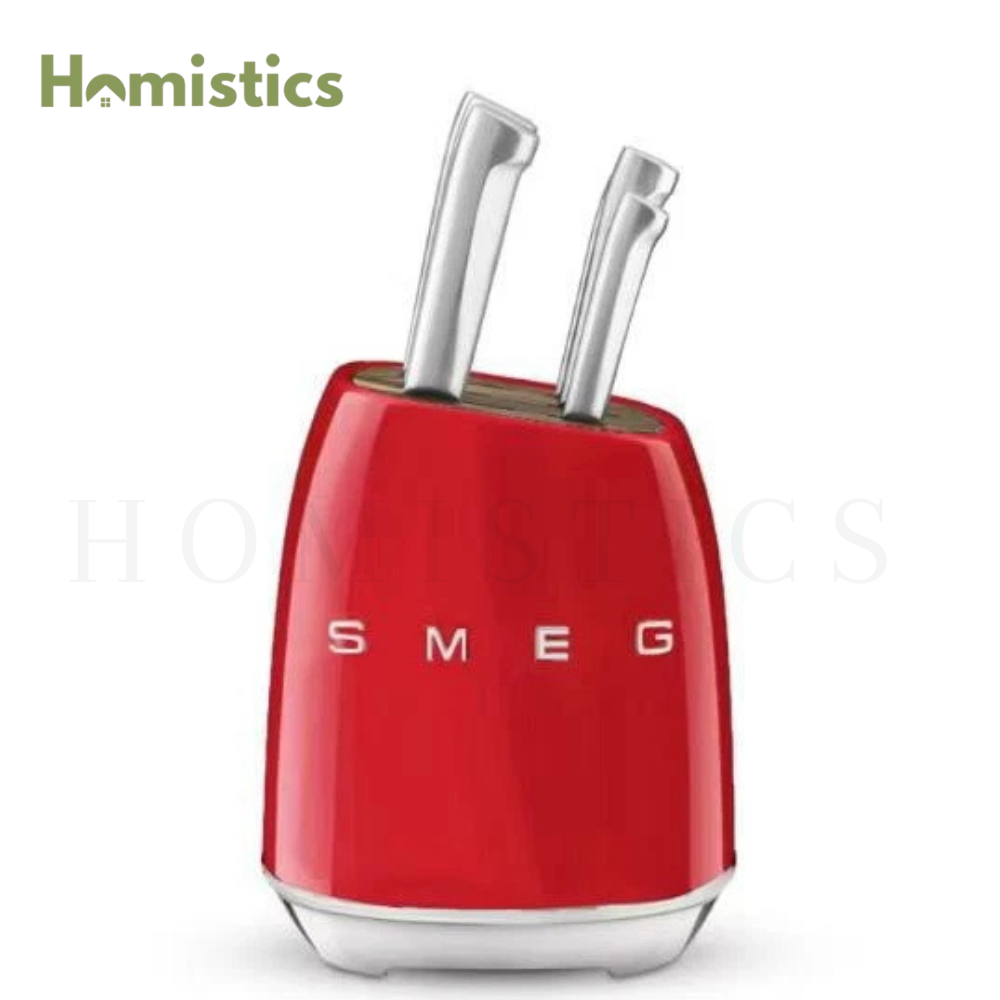 SMEG 7-piece knife block set red