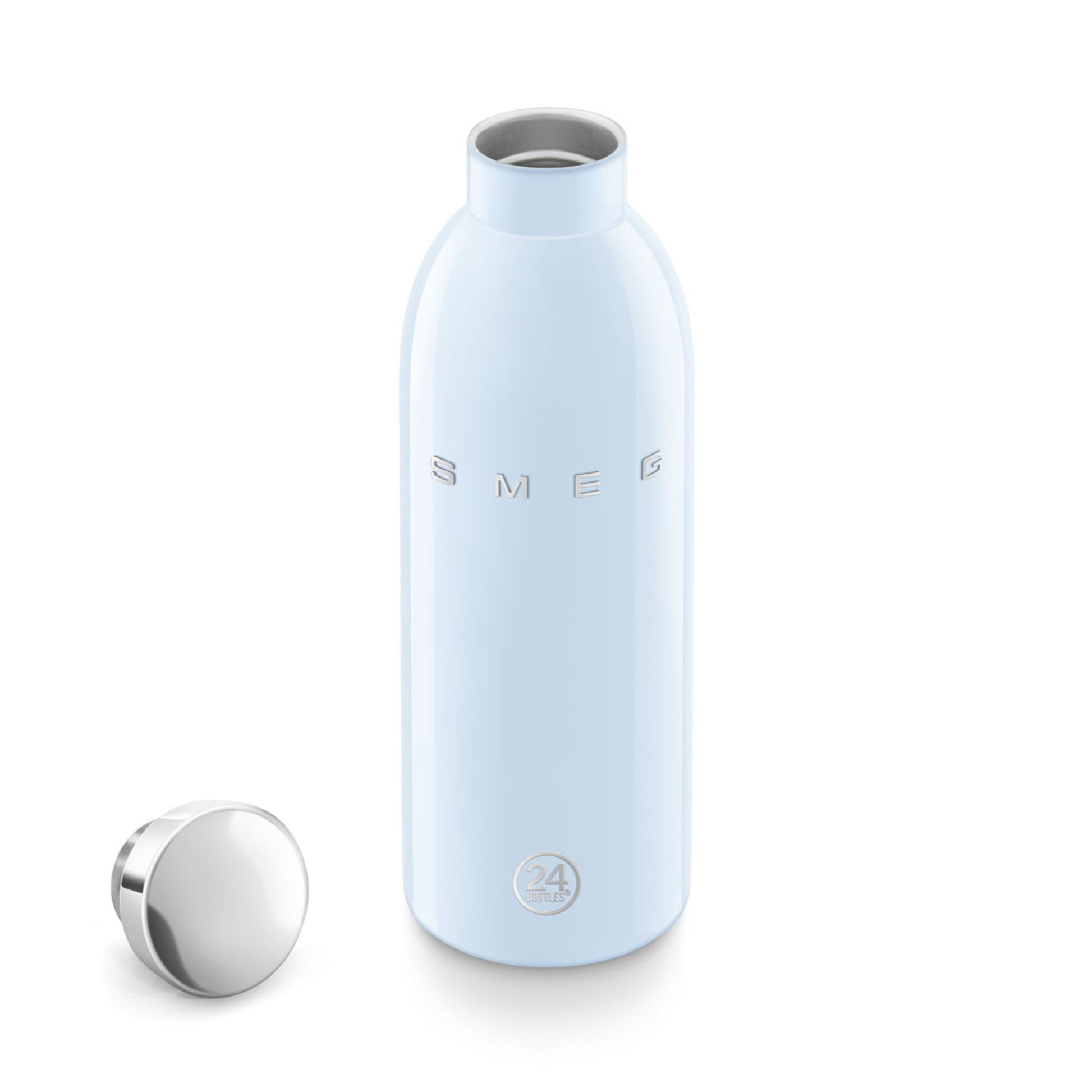 SMEG Clima Bottle Pastel Blue 500 ml top view lid closeup