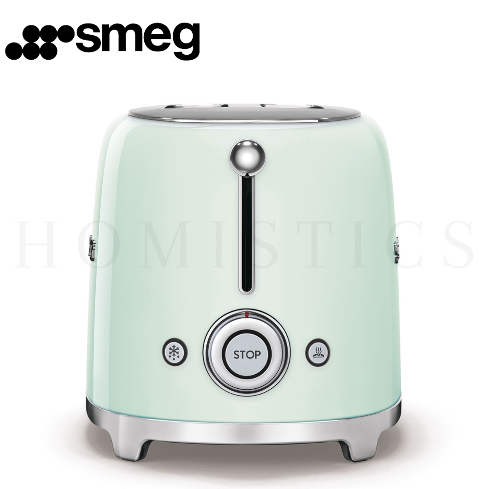 SMEG 2 Slice Toaster Pastel Green Closeup – Premium Finish and Soft Retro Look
