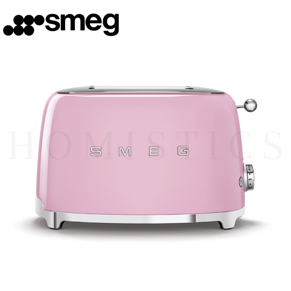 SMEG Retro 2 Slice Toaster Pink Front View – 1950s Style Kitchen Appliance