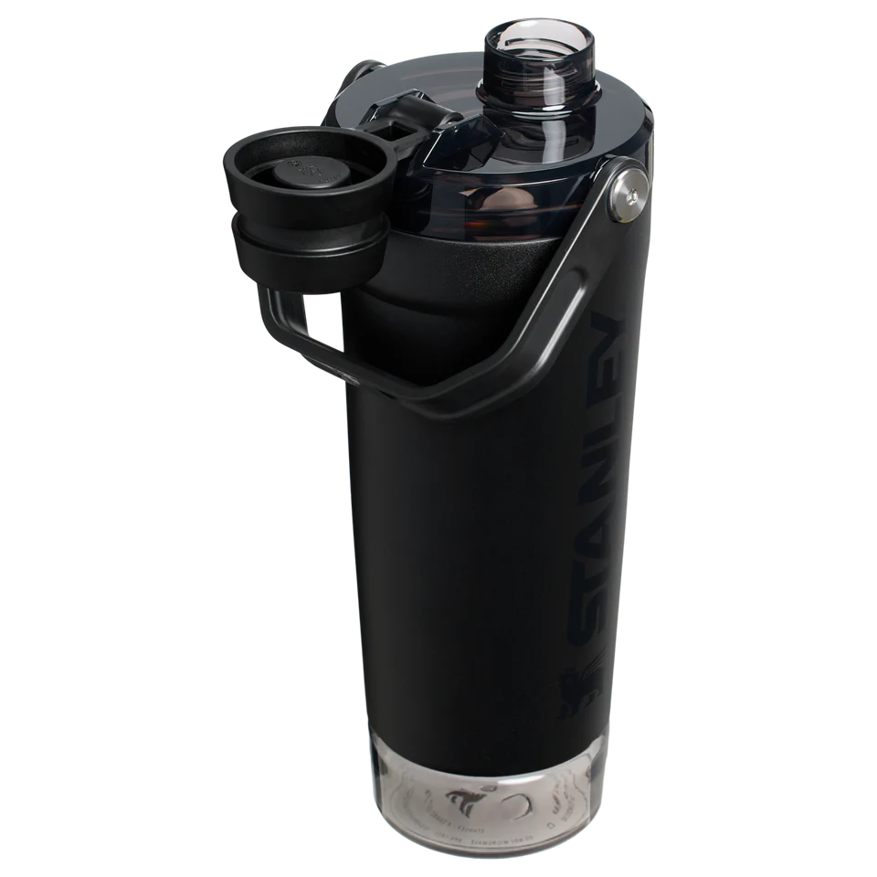 black gym shaker bottle